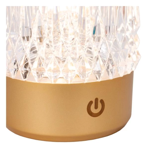 Lucide LILY - Oplaadbare Tafellamp - Accu/Batterij - Ø 8 cm - LED Dim to warm - 1x3W 2700K/3000K - Mat Goud / Messing - Set van 3 - detail 2